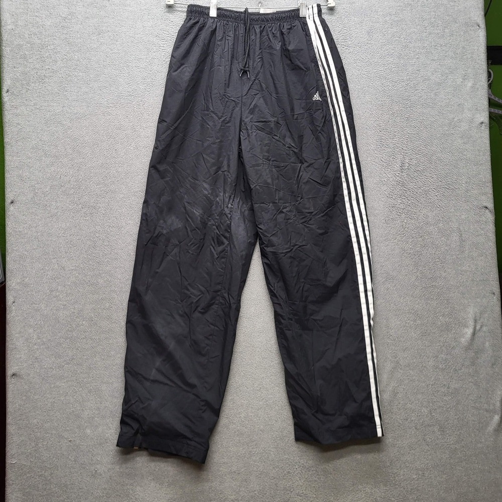 VINTAGE Adidas Men Activewear Pants L Black Logo Embroidery Y2K READ